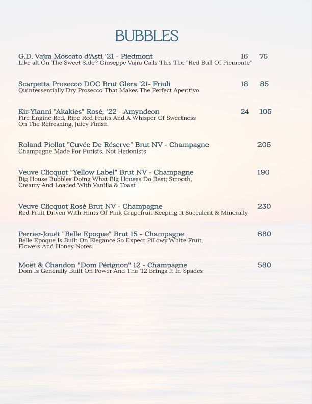 SOLEMAR — WINE MENU