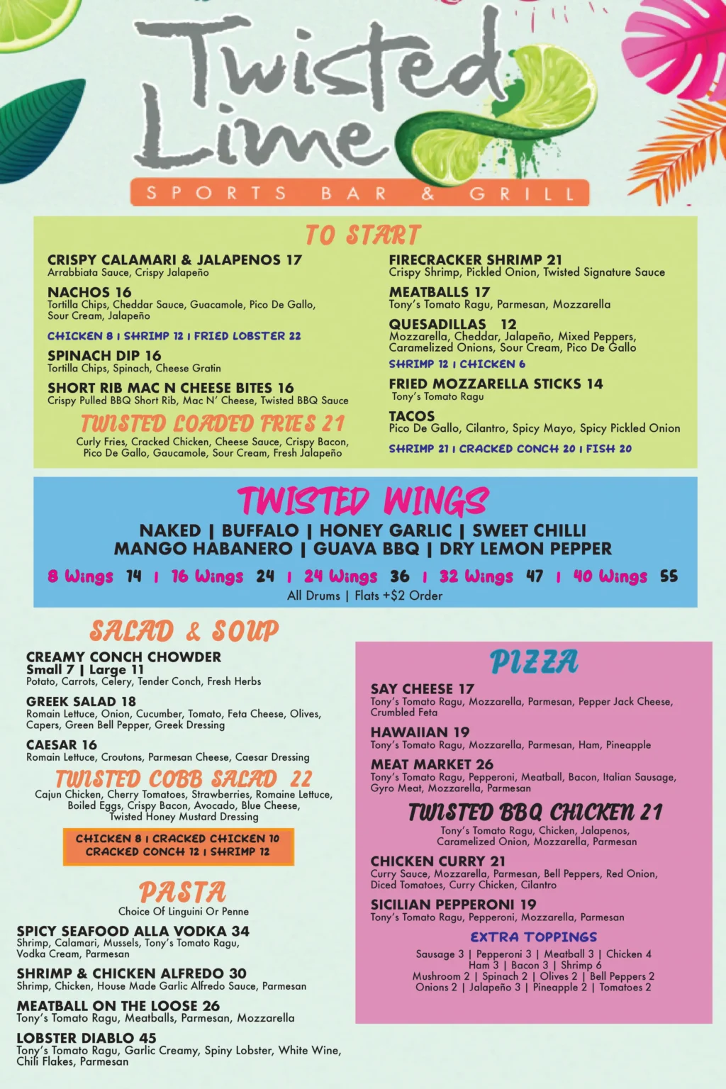 Twisted Lime Menu