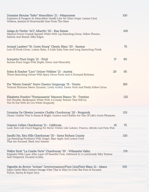 SOLEMAR — WINE MENU