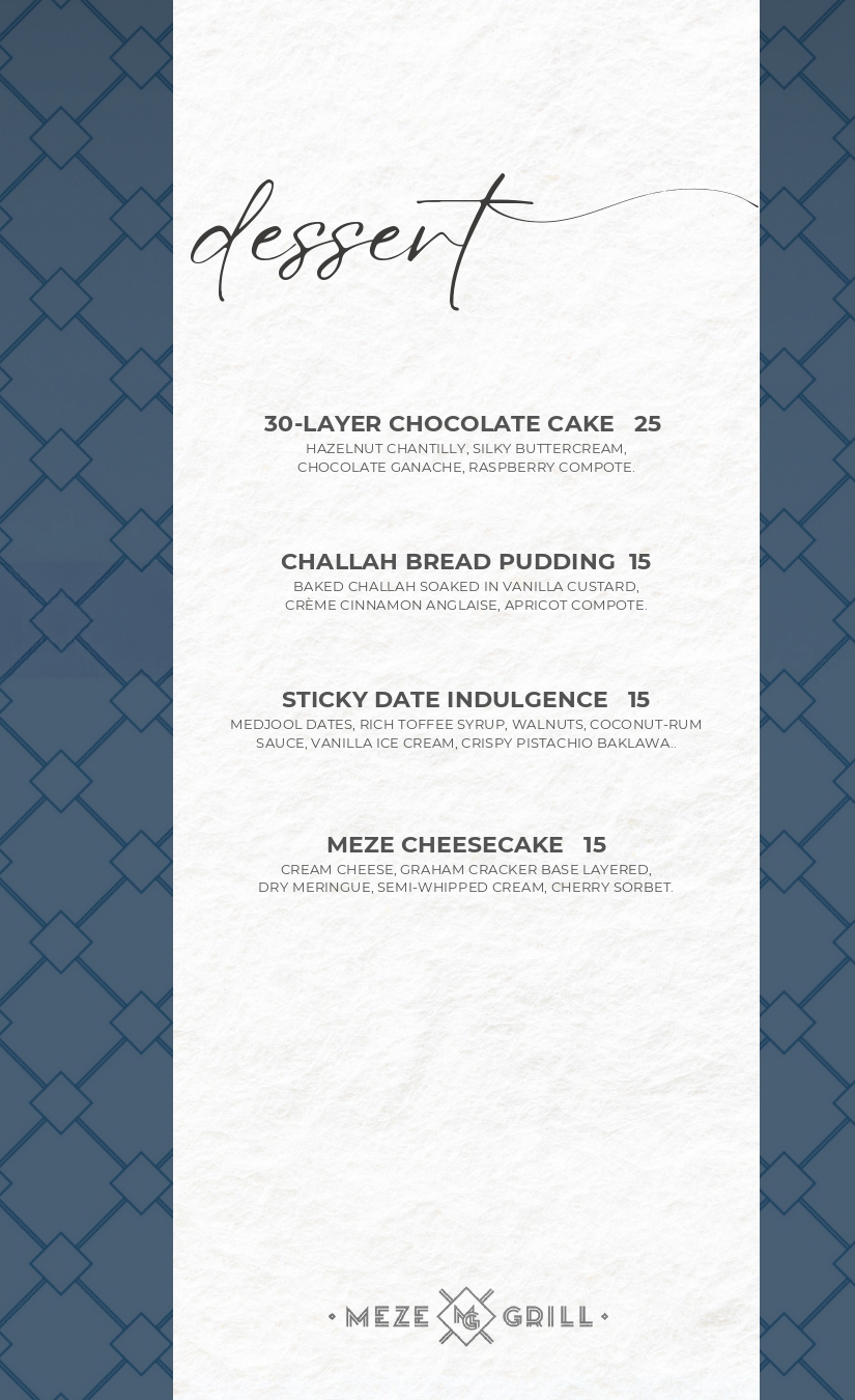 Dessert Menu
