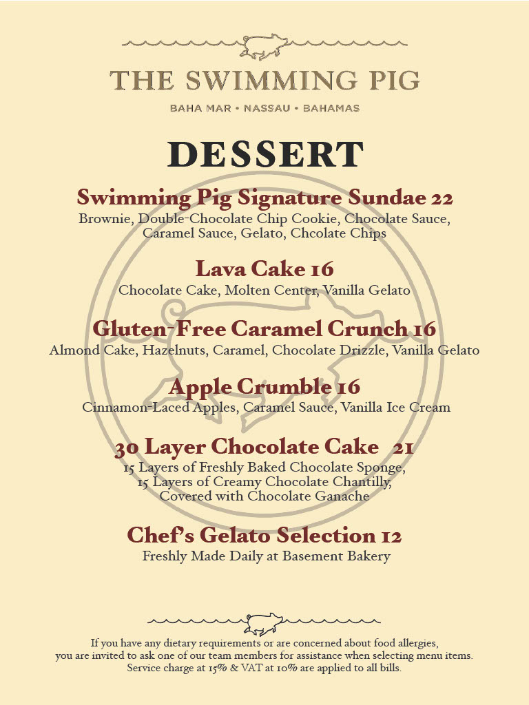 Dessert Menu